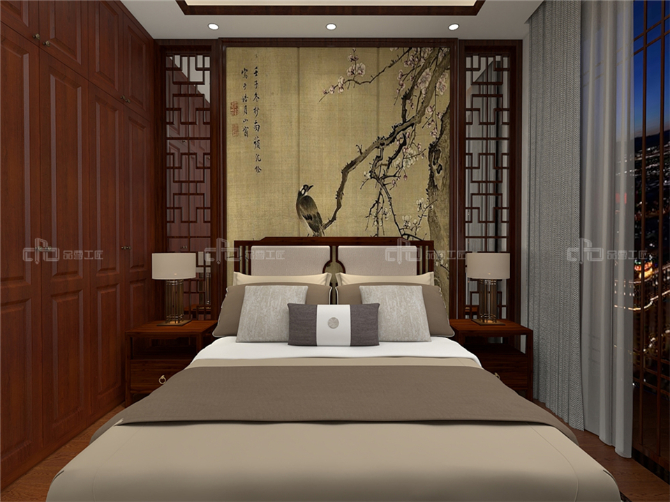 寧靜致遠的新中式整木定制案例效果圖(圖12) 整木定制新中式效果圖