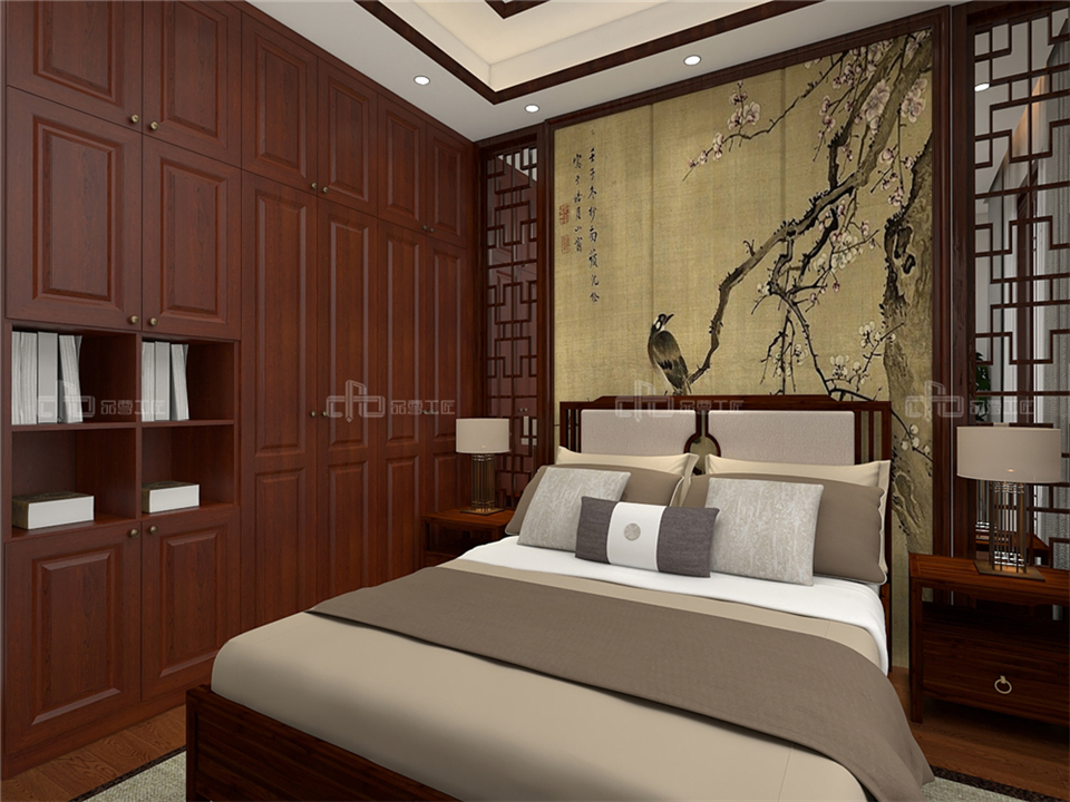 寧靜致遠的新中式整木定制案例效果圖(圖13) 整木定制新中式效果圖