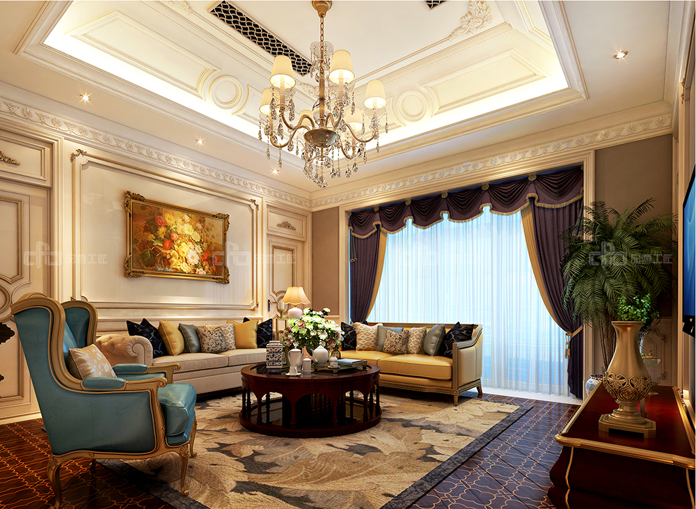 整木定制法式風(fēng)格,金色別墅裝修案例效果圖(圖3) 整木定制法式風(fēng)格,金色別墅裝修案例效果圖(圖3)